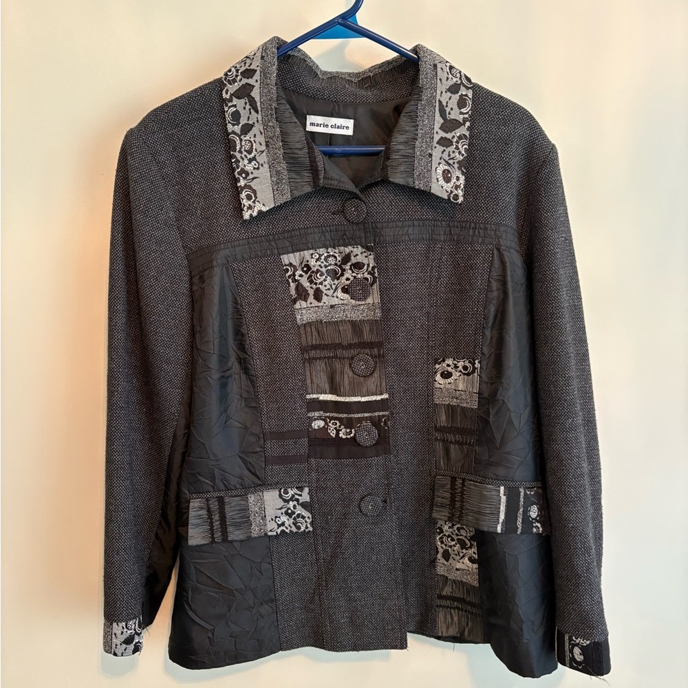 Black and Gray Patchwork Blazer
